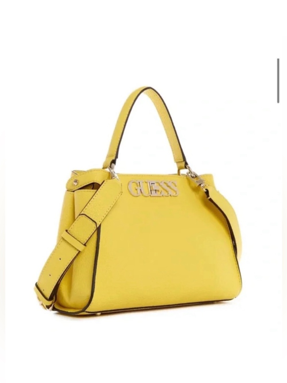 Guess Women's Uptown Chic Large Turnlock Satchel - Yellow *Stained on the back* - Picture 10 of 11